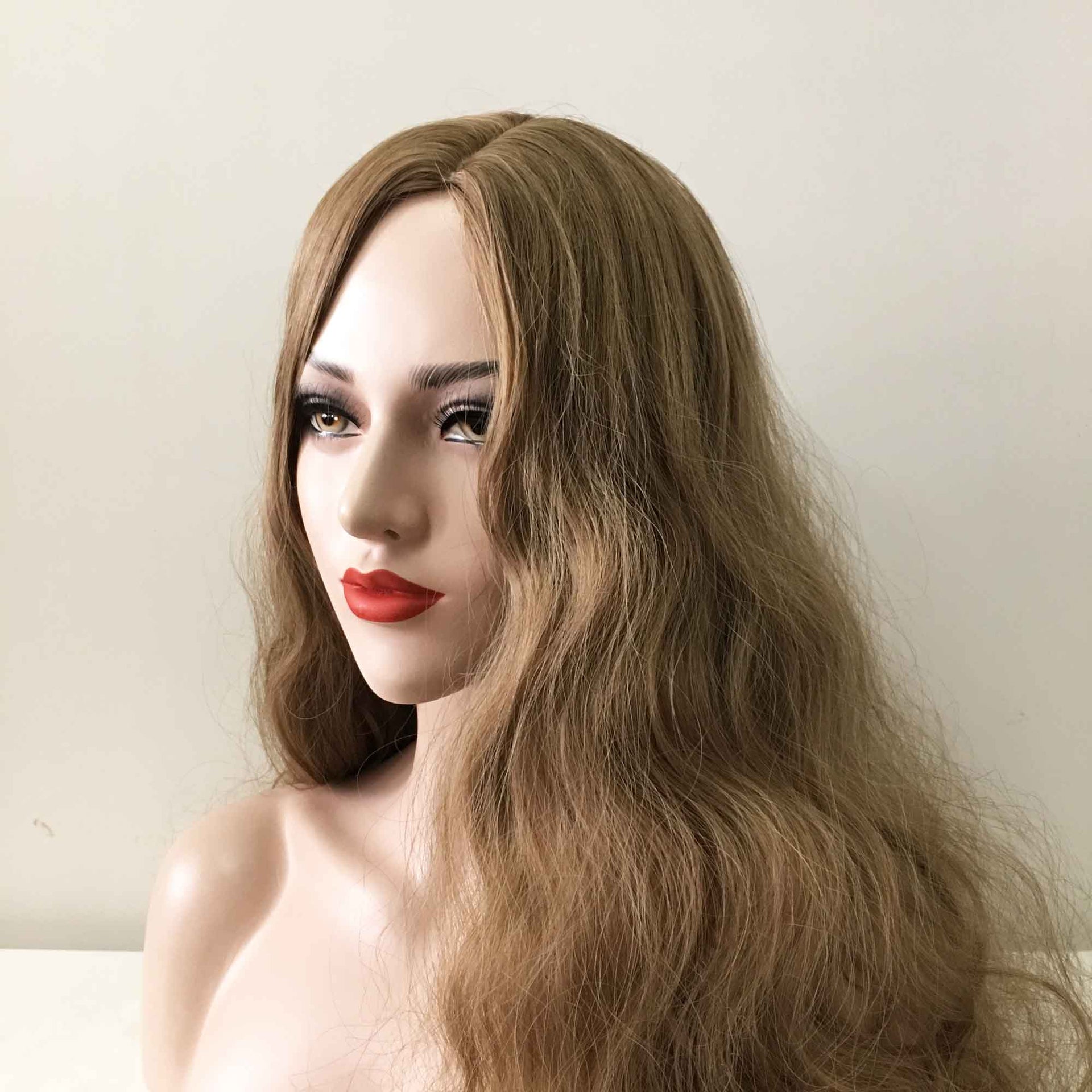 nevermindyrhead Women Light Brown Long Curly Frizzy Side Part Frizzy Wig