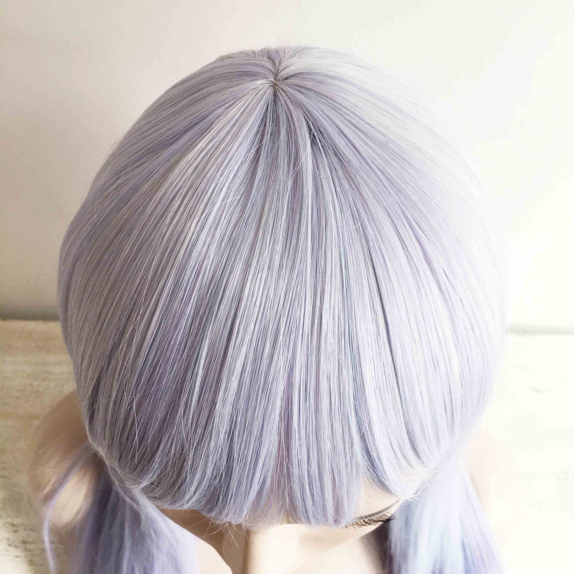 nevermindyrhead Women Light Lavender Purple And Blue Ombre Long Straight Fringe Bangs Wig