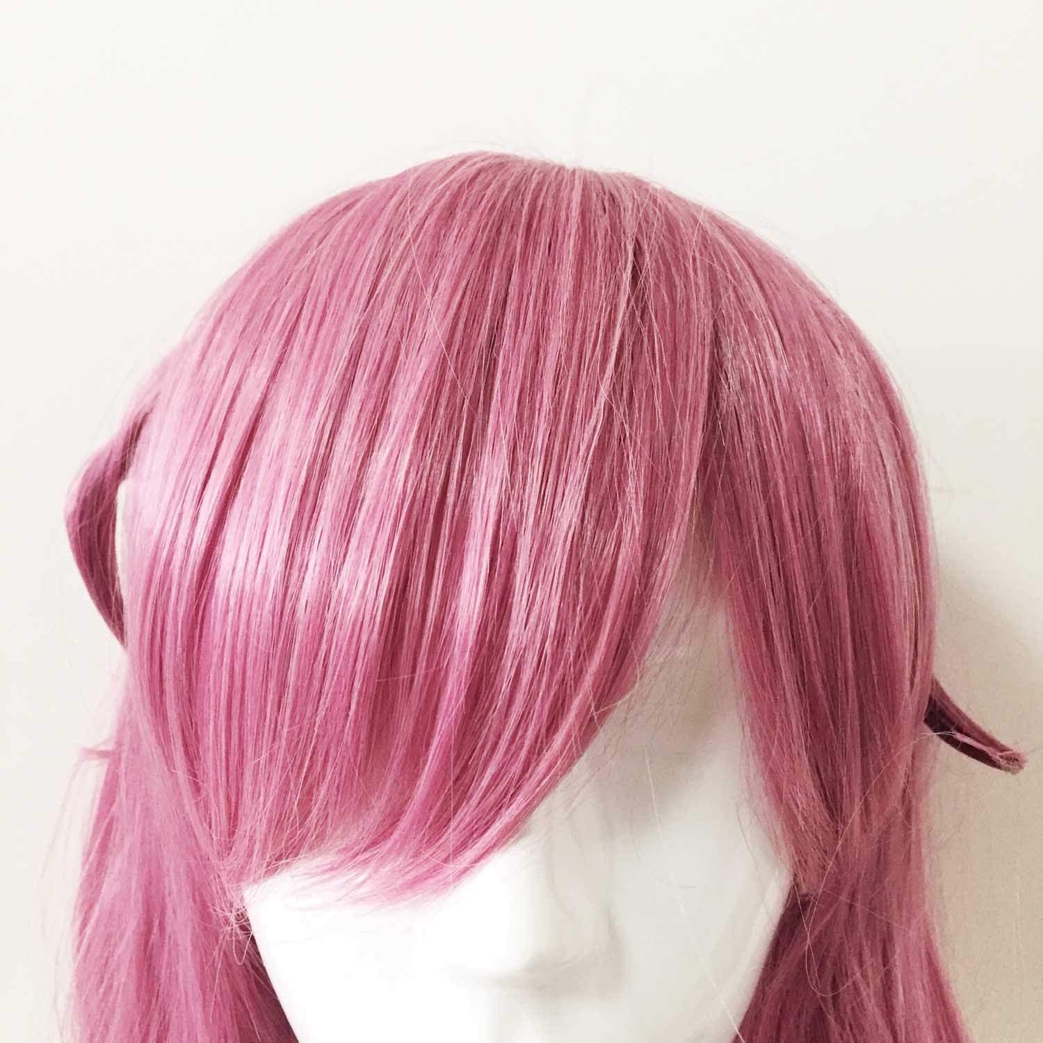nevermindyrhead Women Magenta Pink Medium Length Straight Fringe Bangs Cosplay Wig