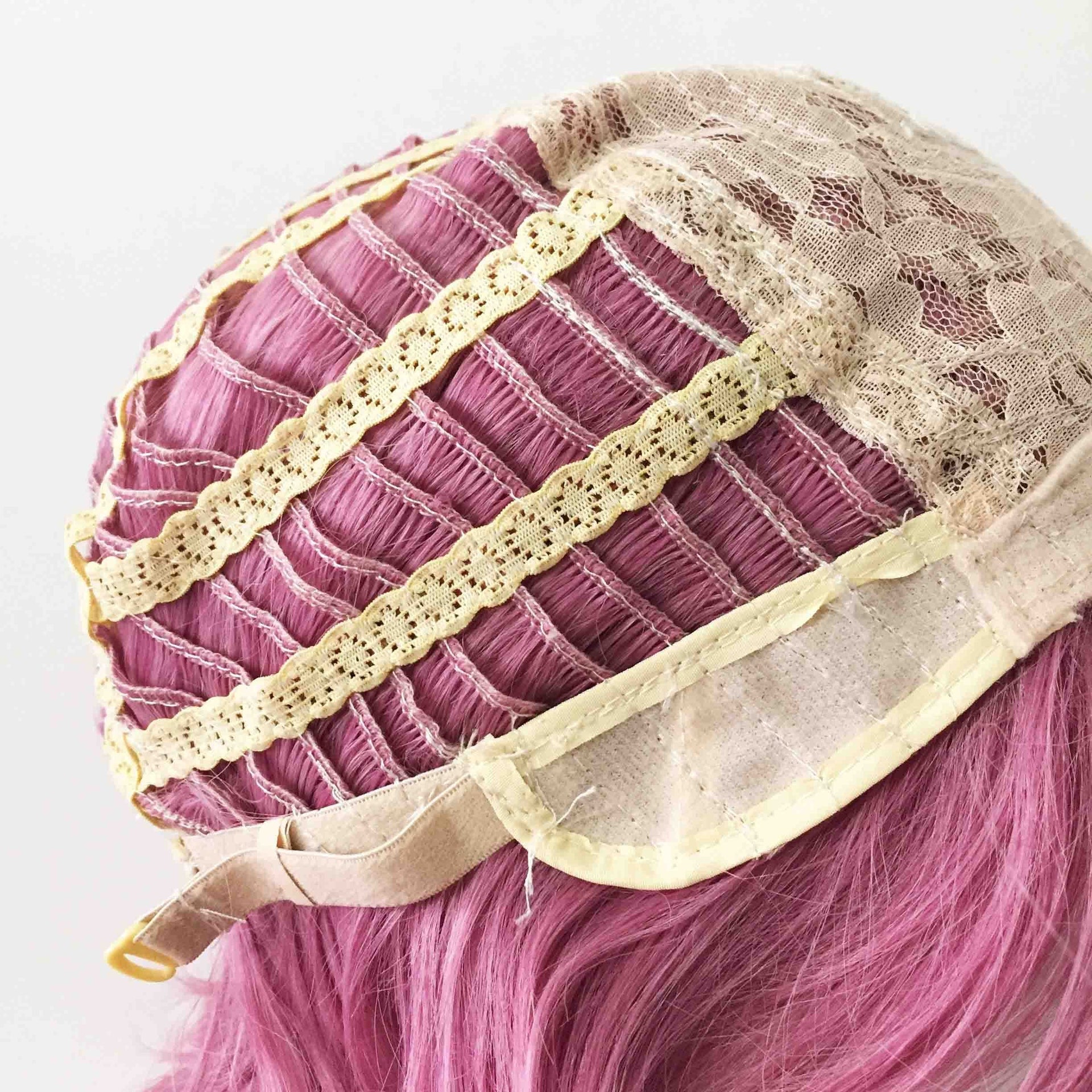 nevermindyrhead Women Magenta Pink Medium Length Straight Fringe Bangs Cosplay Wig