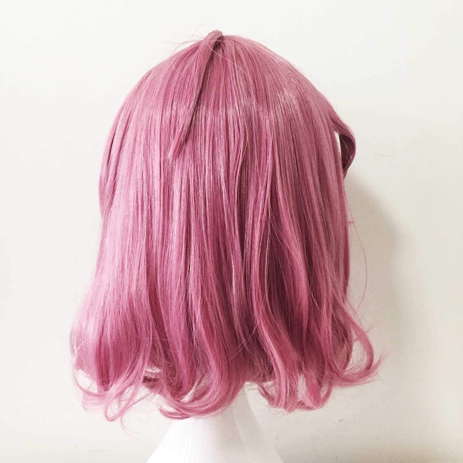 nevermindyrhead Women Magenta Pink Medium Length Straight Fringe Bangs Cosplay Wig