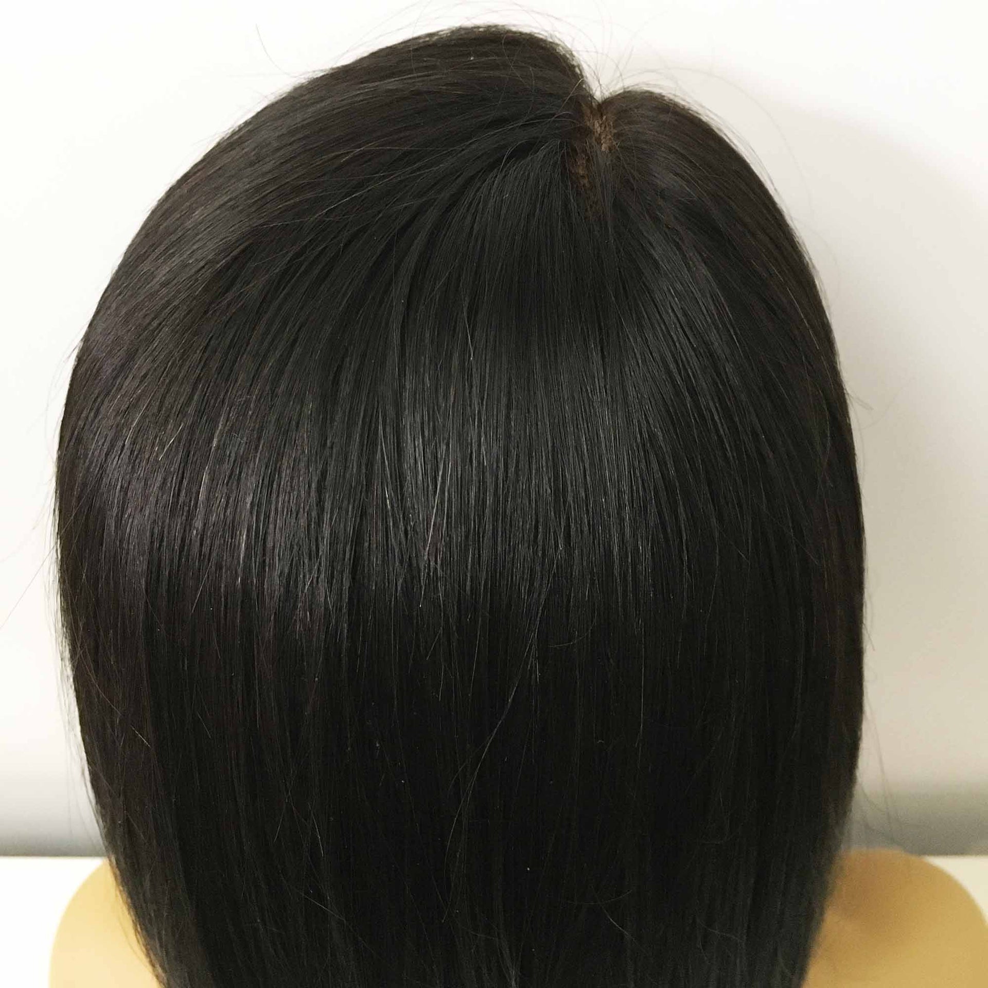 nevermindyrhead Women Natural Black Human Hair 13X6 Lace Front Medium Length Straight Side Part Wig