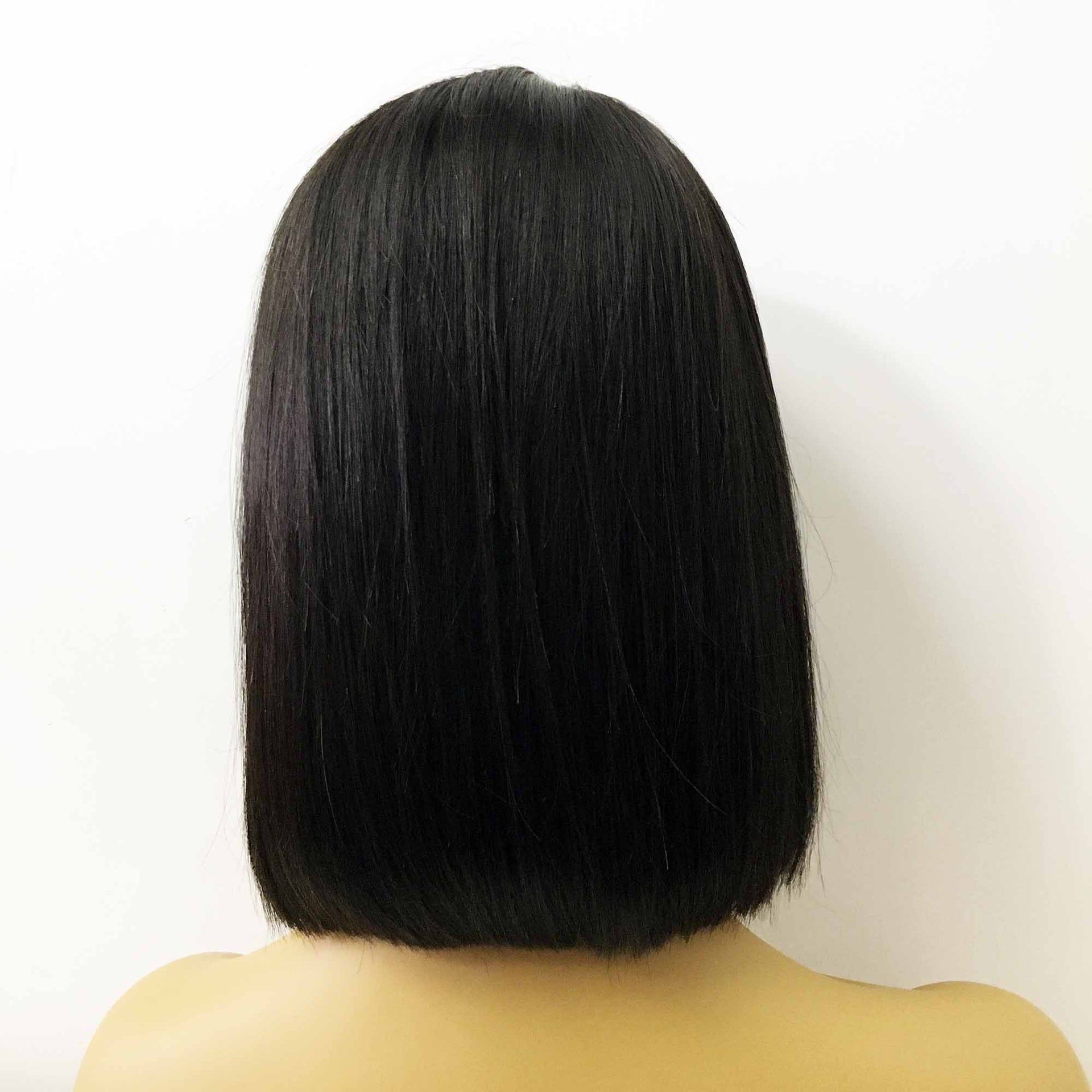 nevermindyrhead Women Natural Black Human Hair 13X6 Lace Front Medium Length Straight Side Part Wig