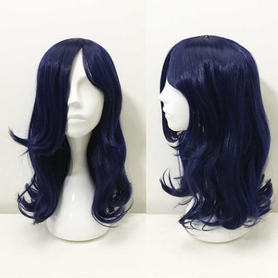 Women Navy Long Straight Long Bangs Layered Cosplay Wig