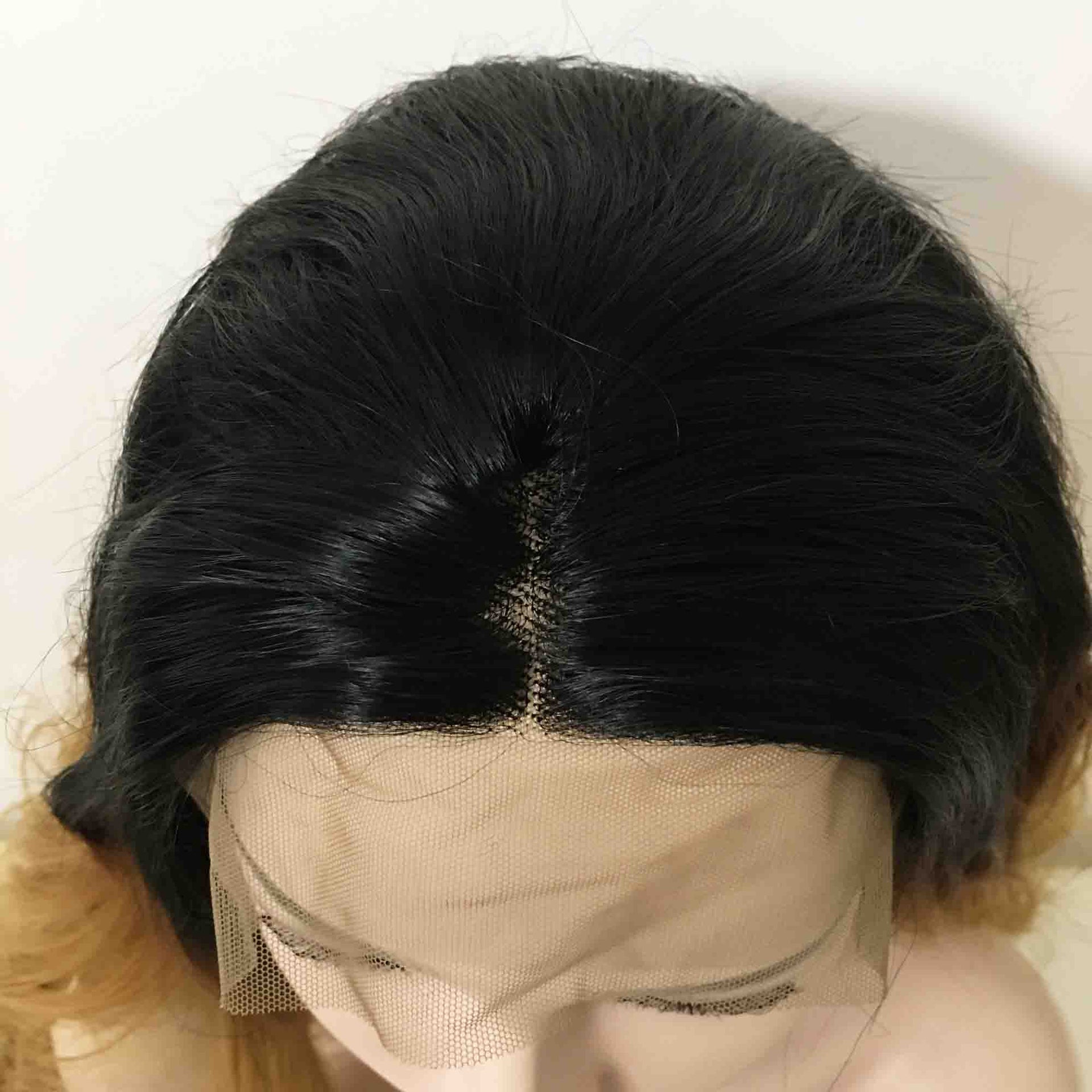 nevermindyrhead Women Ombre Brown Dark Root Lace front Long Curly Middle Part Wig