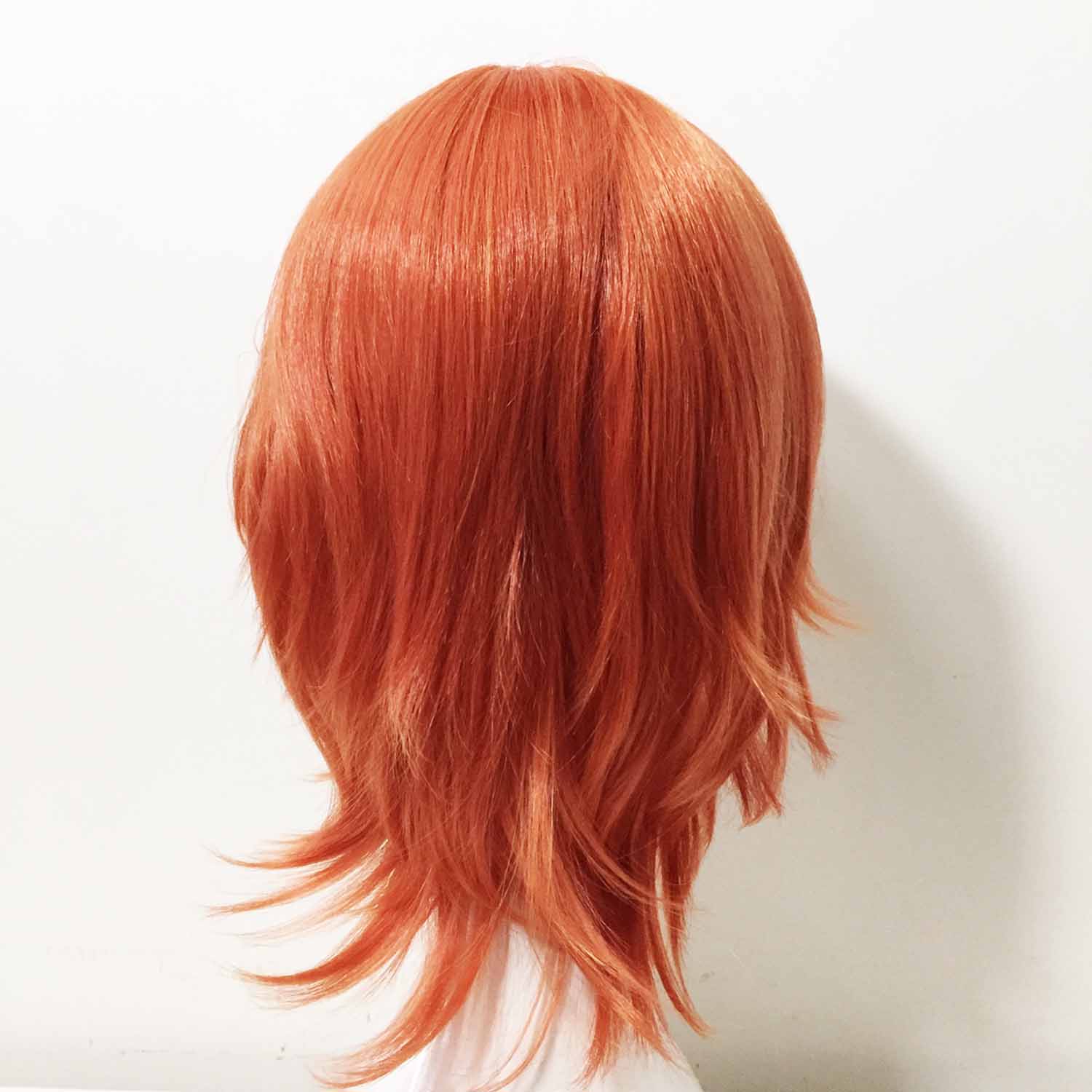 nevermindyrhead Women Orange Short Straight Fringe Bangs Layered Cosplay Wig