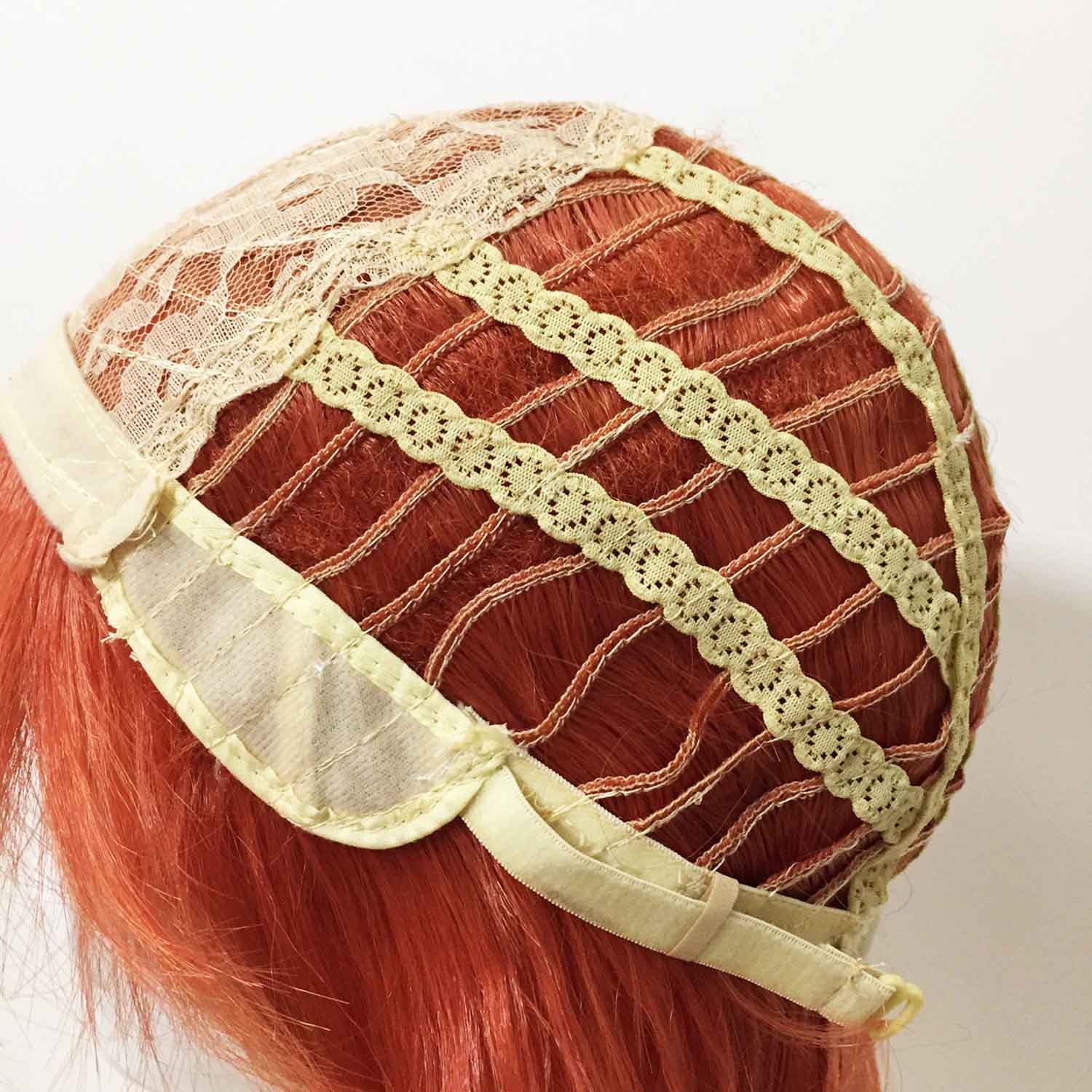 nevermindyrhead Women Orange Short Straight Fringe Bangs Layered Cosplay Wig