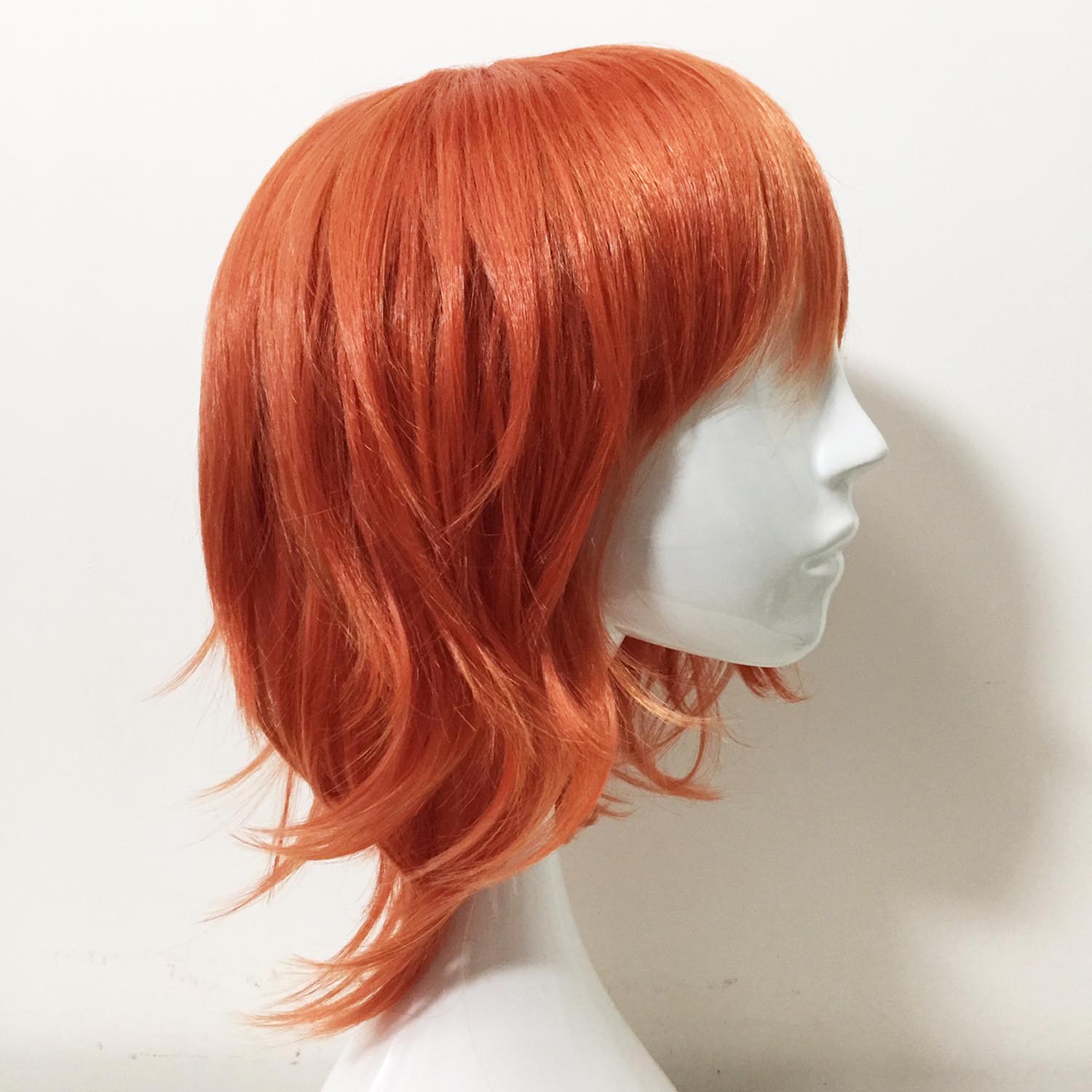 nevermindyrhead Women Orange Short Straight Fringe Bangs Layered Cosplay Wig