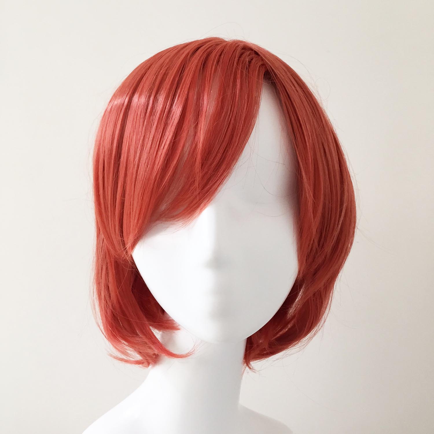 nevermindyrhead Women Orange Short Straight Side Swept Bangs Cosplay Wig