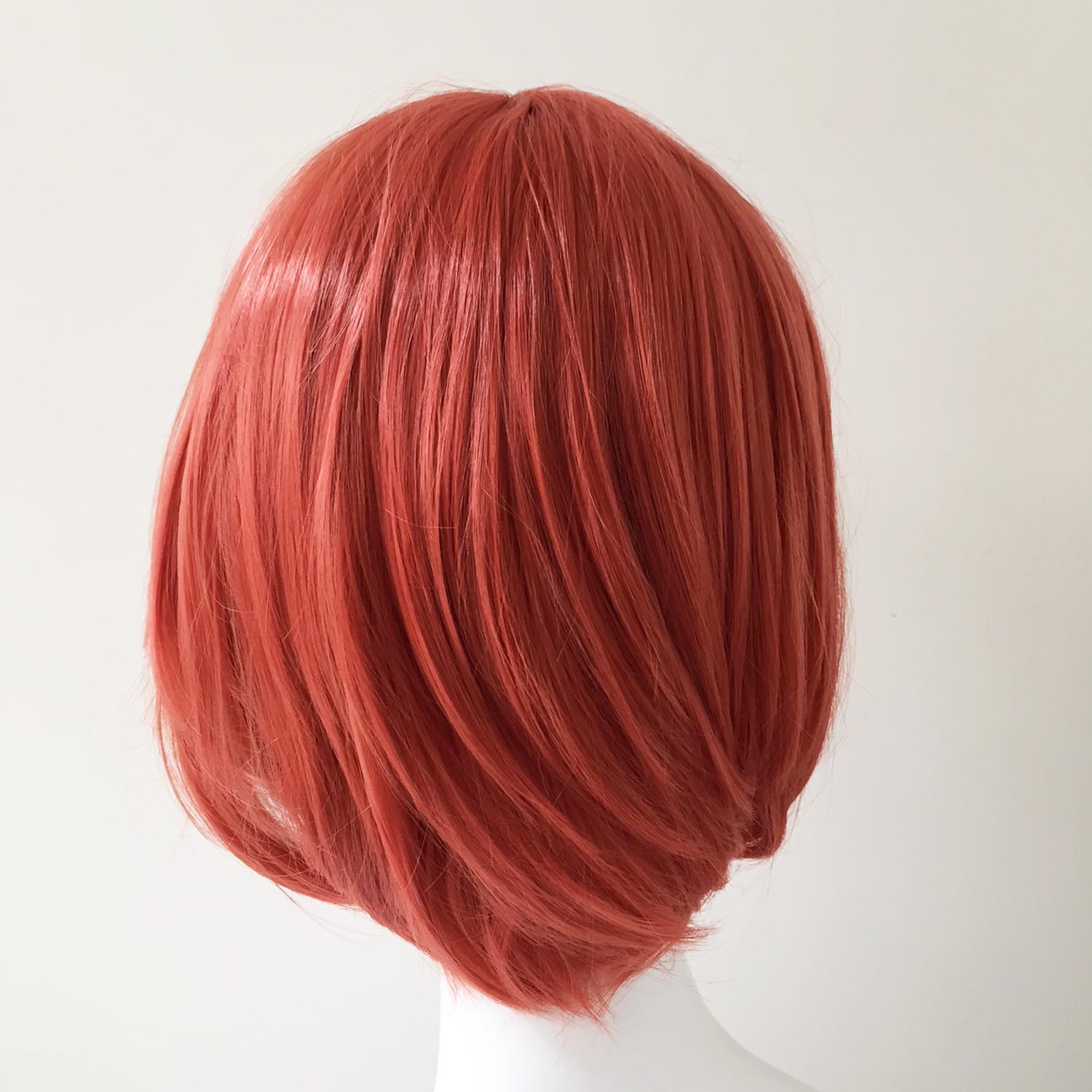 nevermindyrhead Women Orange Short Straight Side Swept Bangs Cosplay Wig
