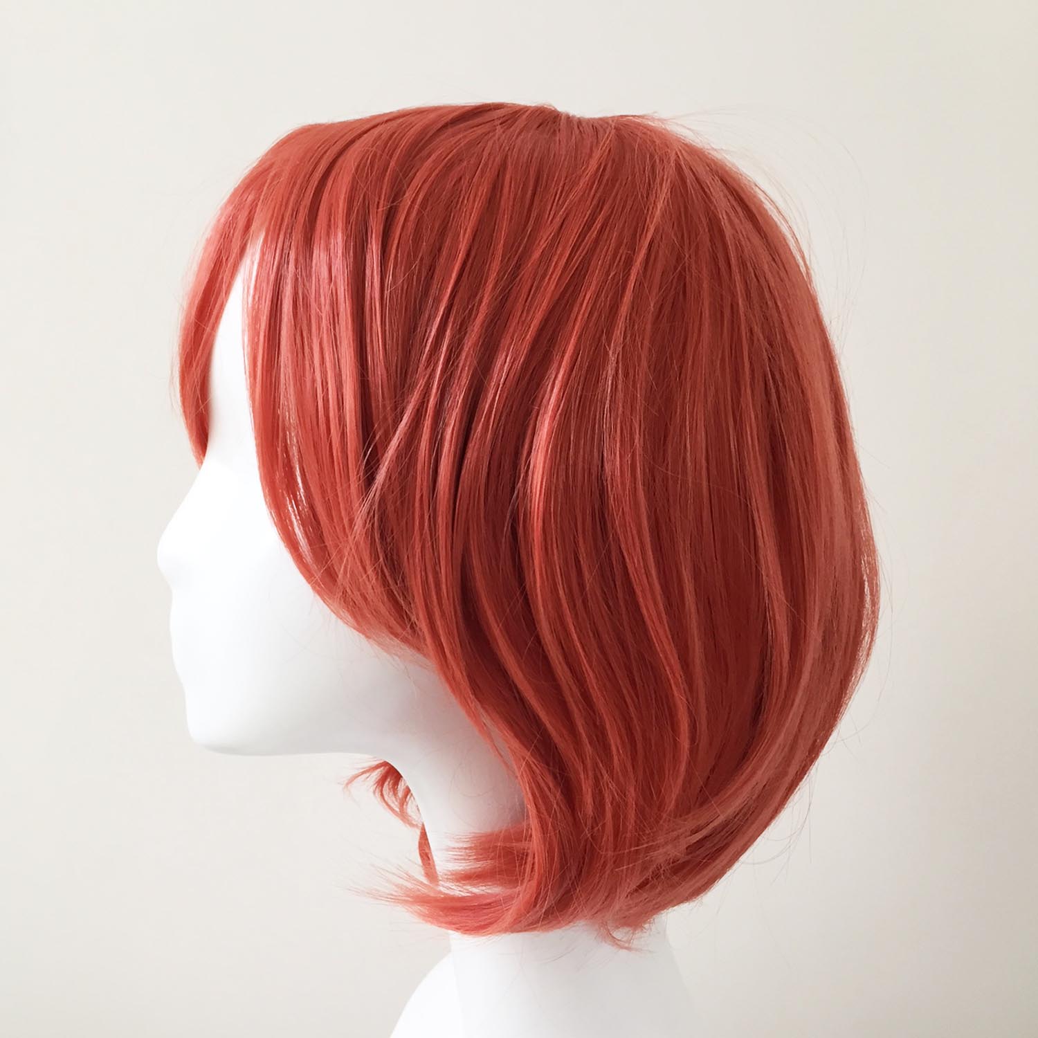 nevermindyrhead Women Orange Short Straight Side Swept Bangs Cosplay Wig