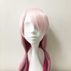 Women Pink Ombre Long Straight Ponytails Fringe Bangs Cosplay Wig