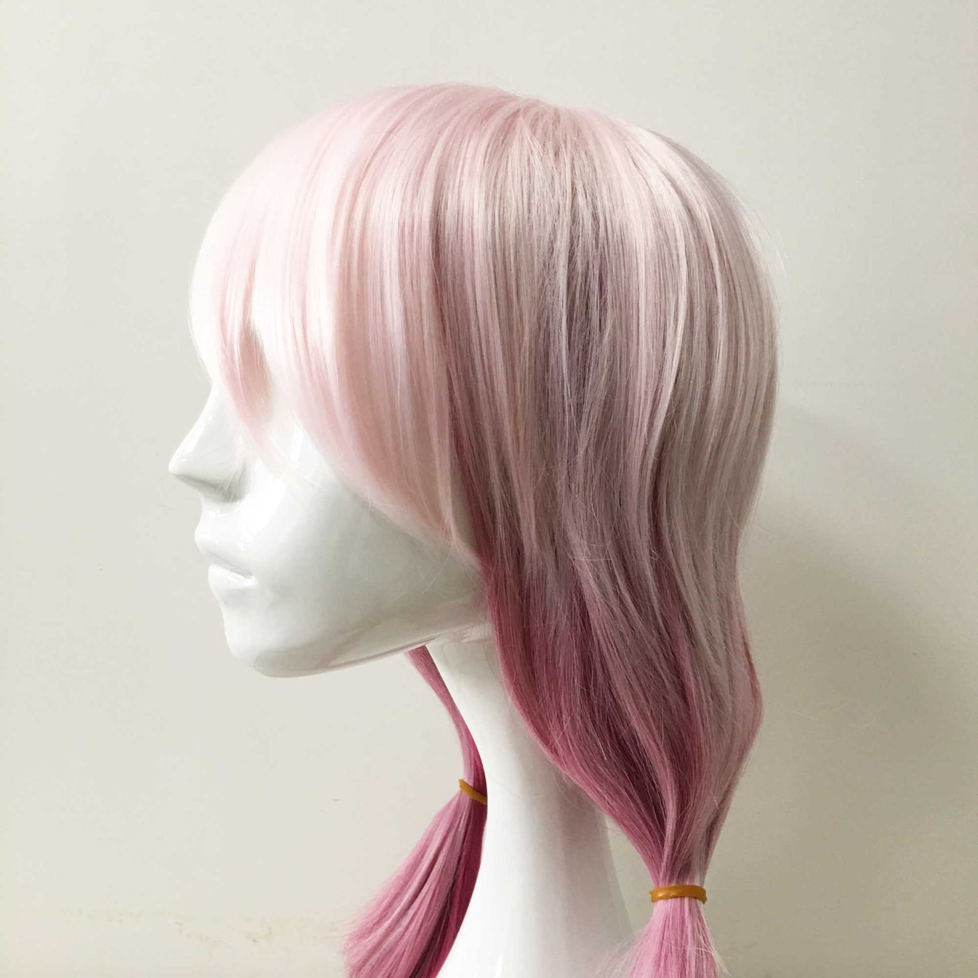 nevermindyrhead Women Pink Ombre Long Straight Ponytails Fringe Bangs Cosplay Wig