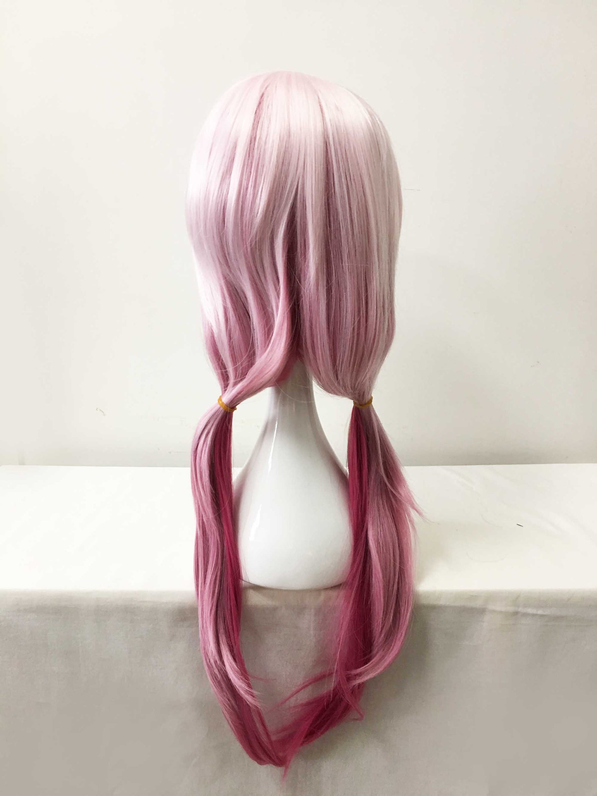 nevermindyrhead Women Pink Ombre Long Straight Ponytails Fringe Bangs Cosplay Wig