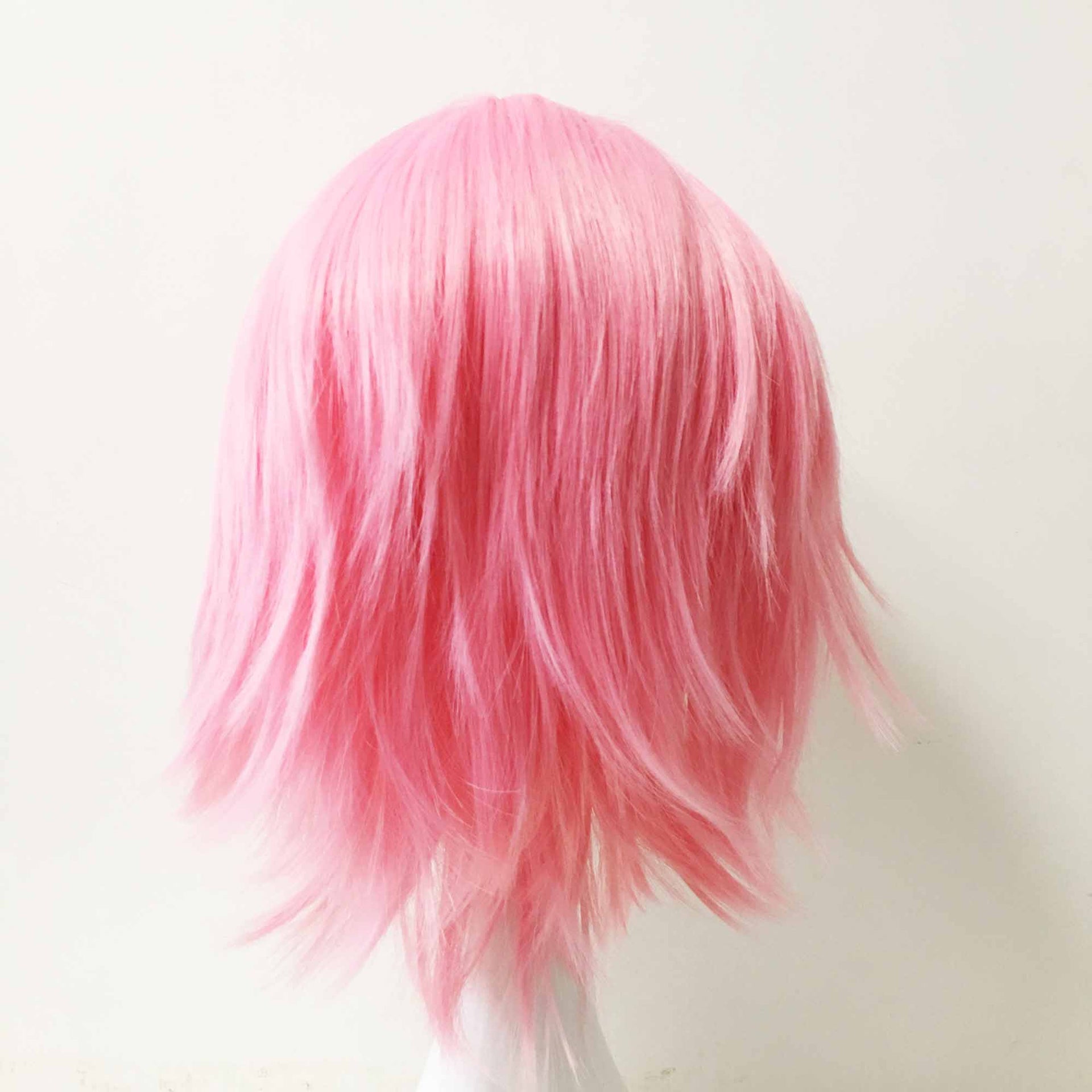 nevermindyrhead Women Pink Short Straight Long Bangs Choppy Cosplay Wig