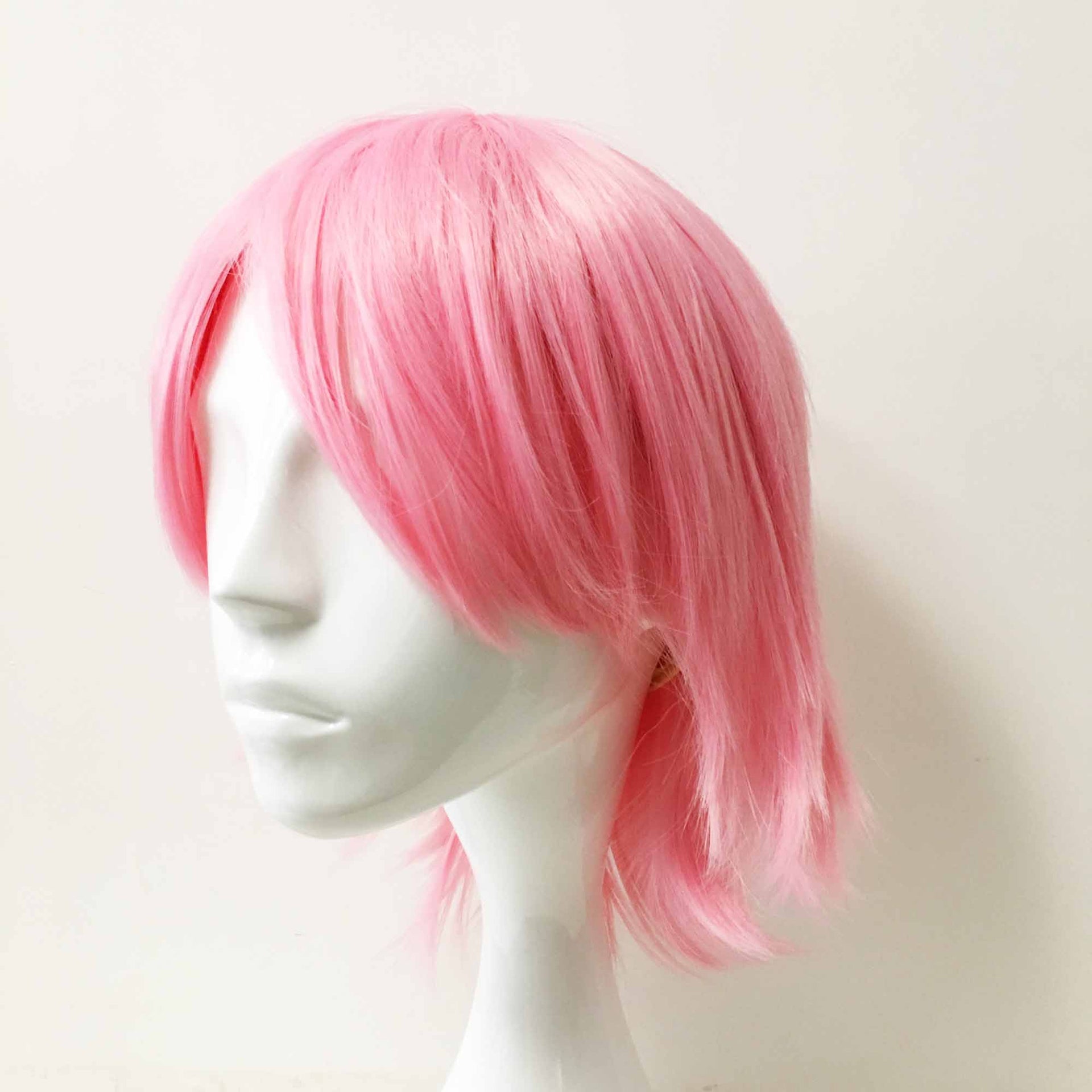 nevermindyrhead Women Pink Short Straight Long Bangs Choppy Cosplay Wig
