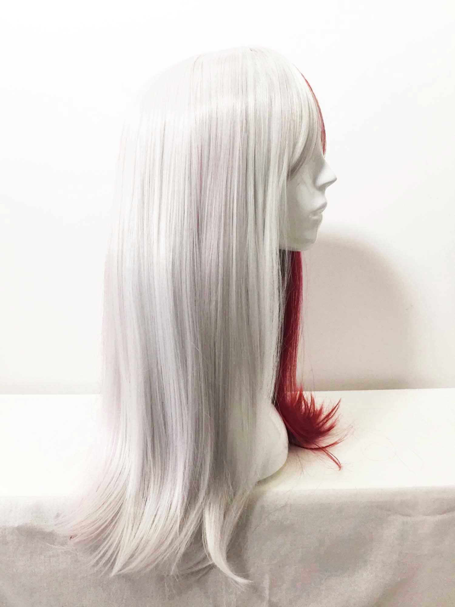 nevermindyrhead Women Red White Split Colors Long Straight Long Bangs CosplayWig