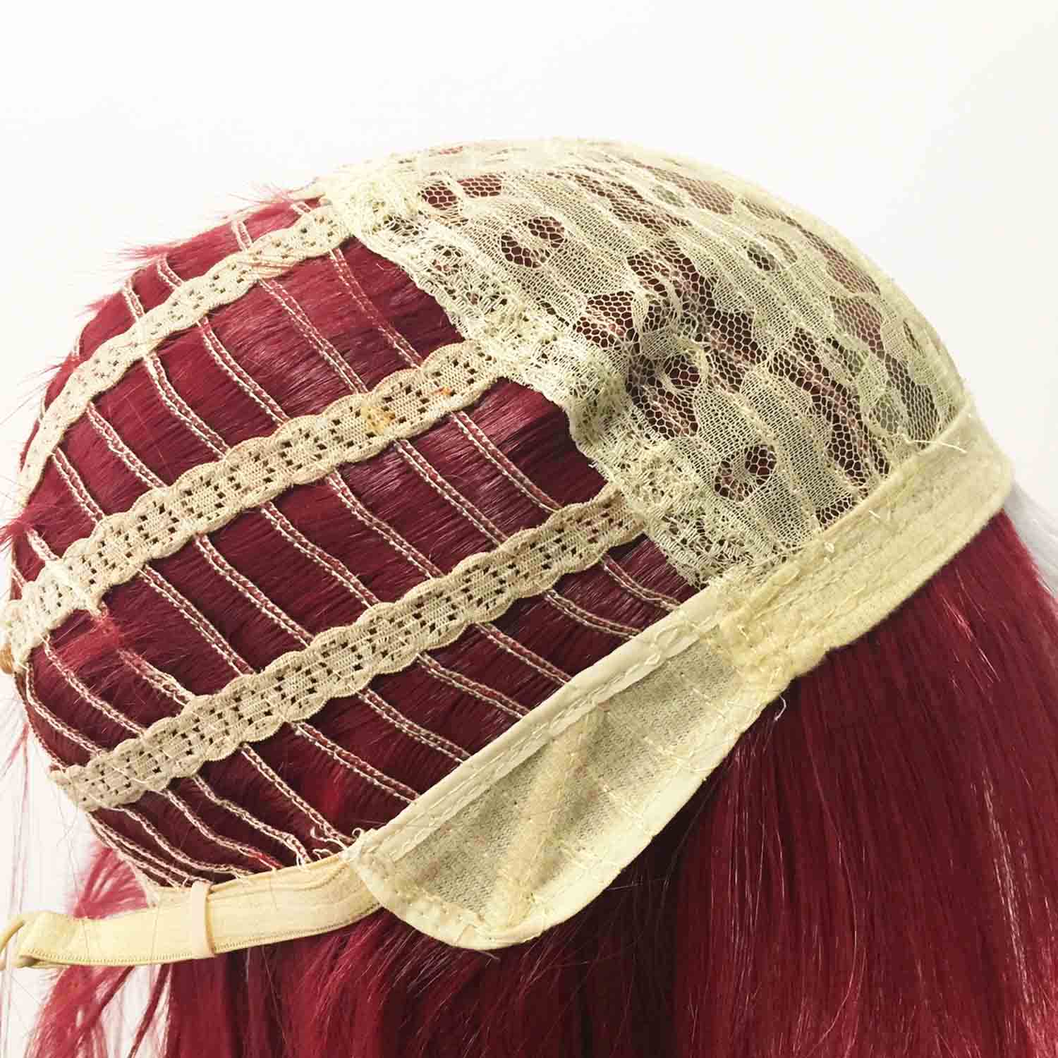nevermindyrhead Women Red White Split Colors Long Straight Long Bangs CosplayWig
