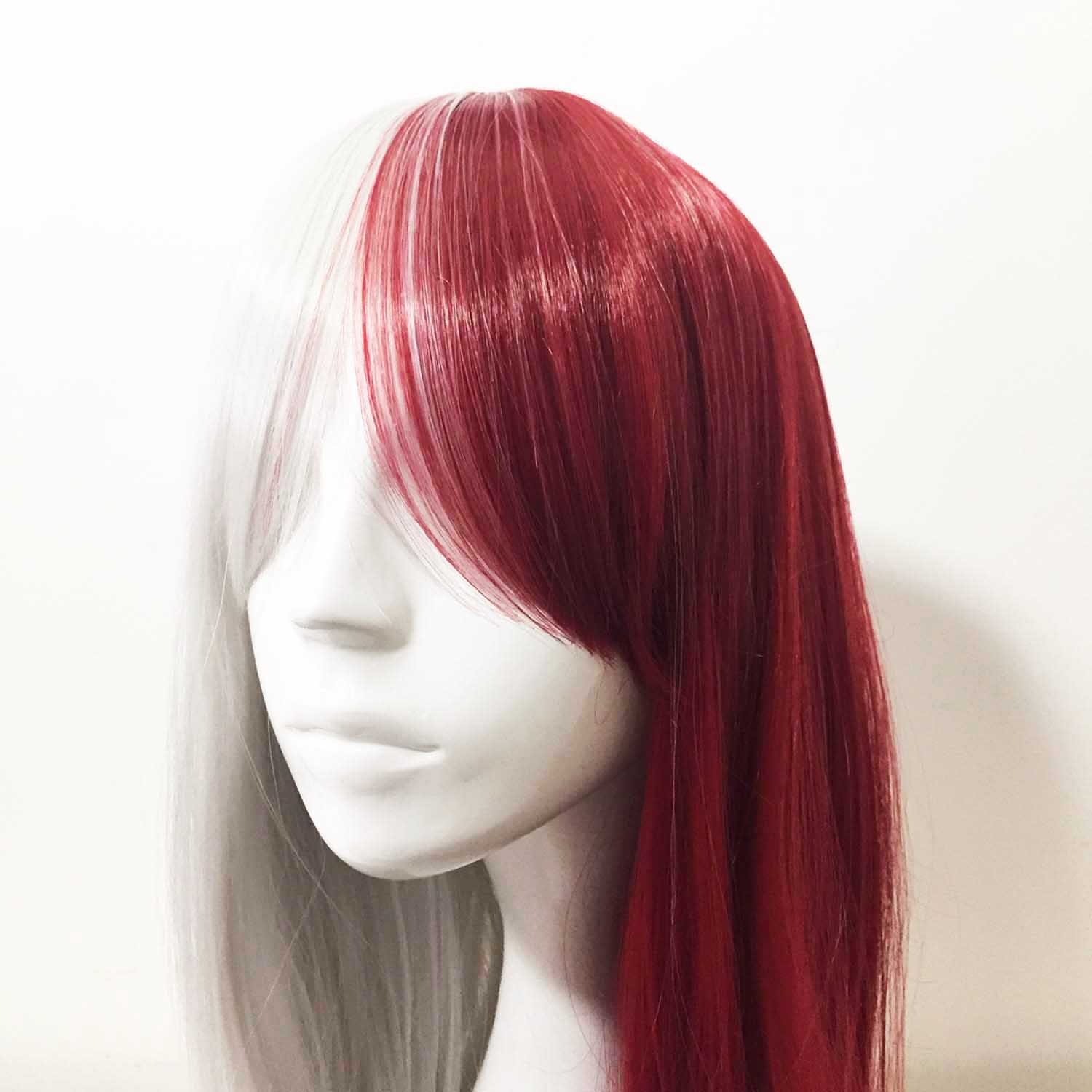 nevermindyrhead Women Red White Split Colors Long Straight Long Bangs CosplayWig