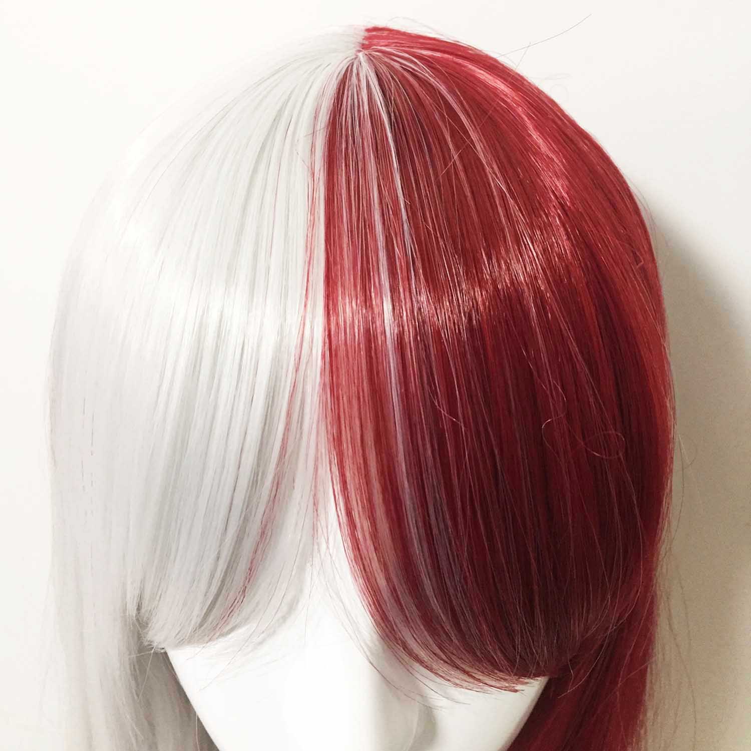 nevermindyrhead Women Red White Split Colors Long Straight Long Bangs CosplayWig
