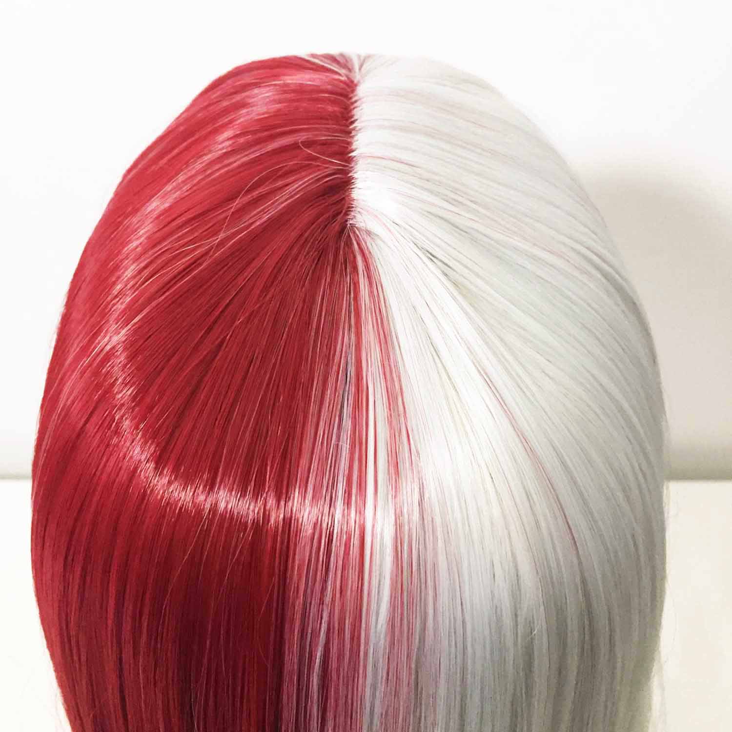 nevermindyrhead Women Red White Split Colors Long Straight Long Bangs CosplayWig