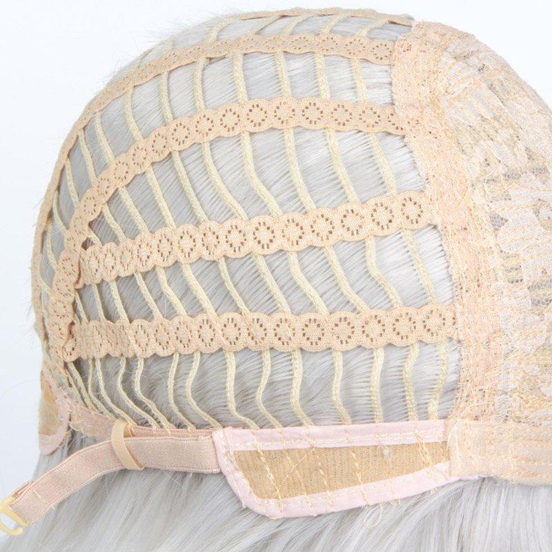 nevermindyrhead Women Silver White Short Straight Fringe Bangs Cosplay Wig
