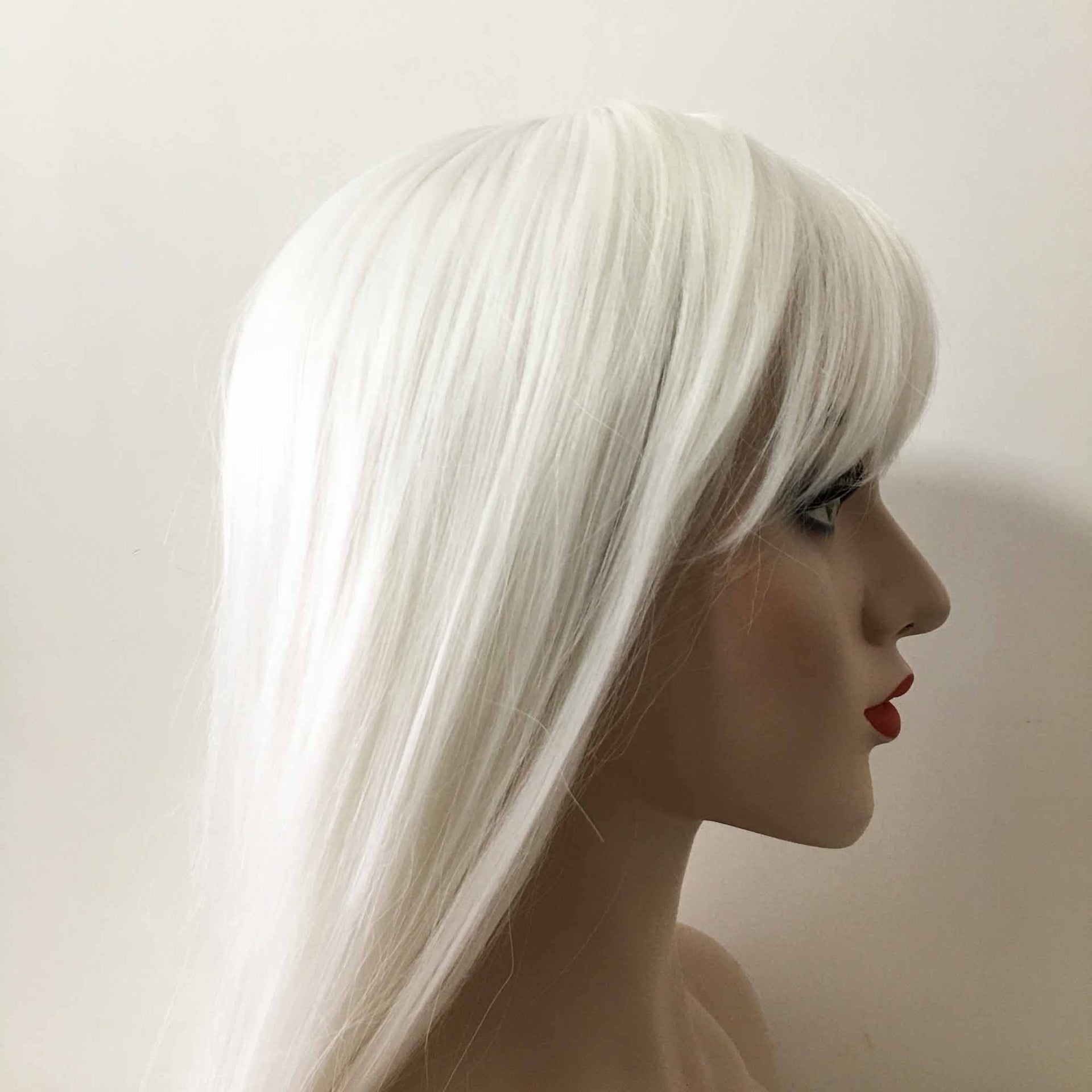 nevermindyrhead Women Snow White Long Straight Fringe Bangs Wig