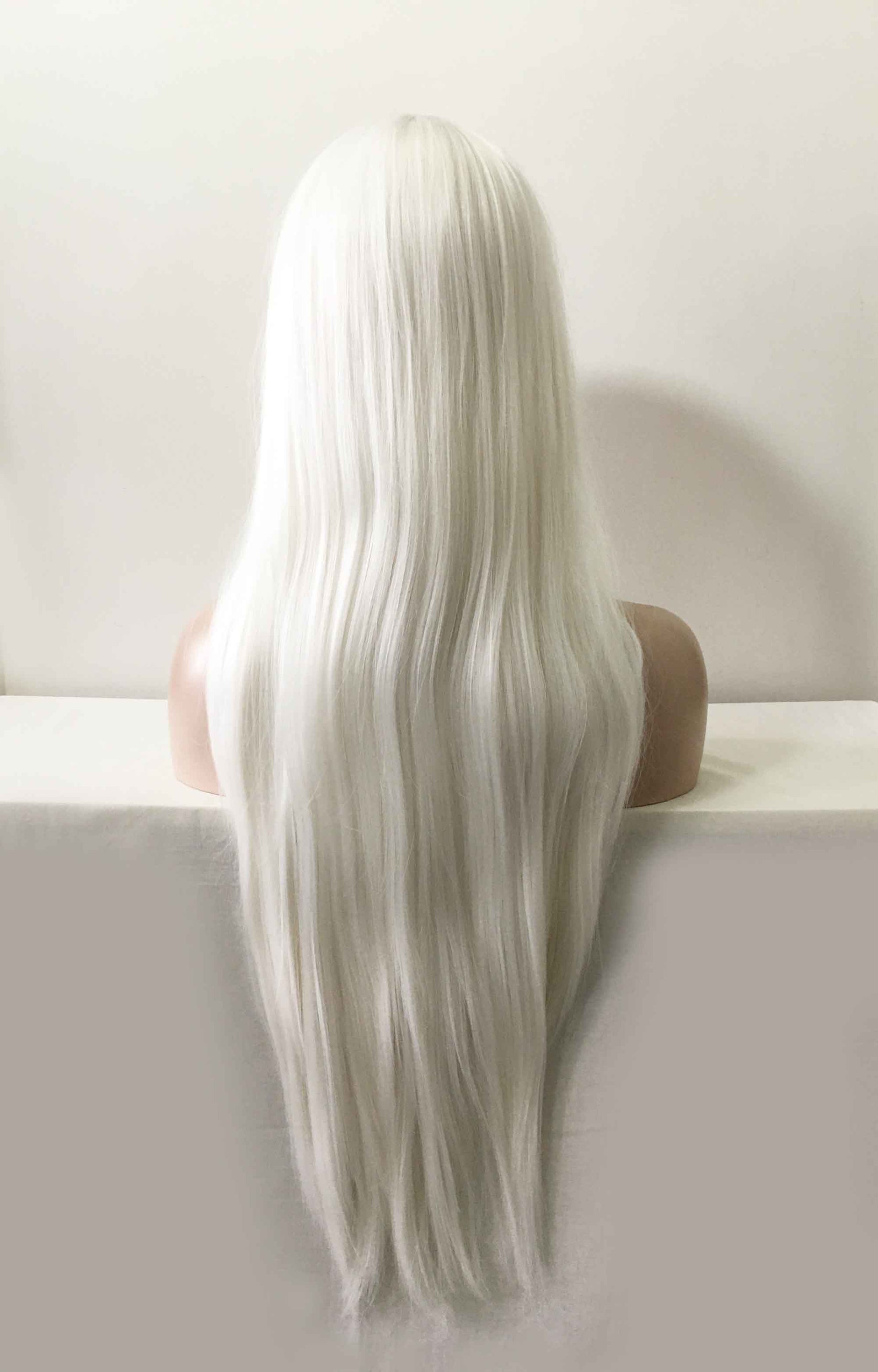 nevermindyrhead Women Snow White Long Straight Fringe Bangs Wig