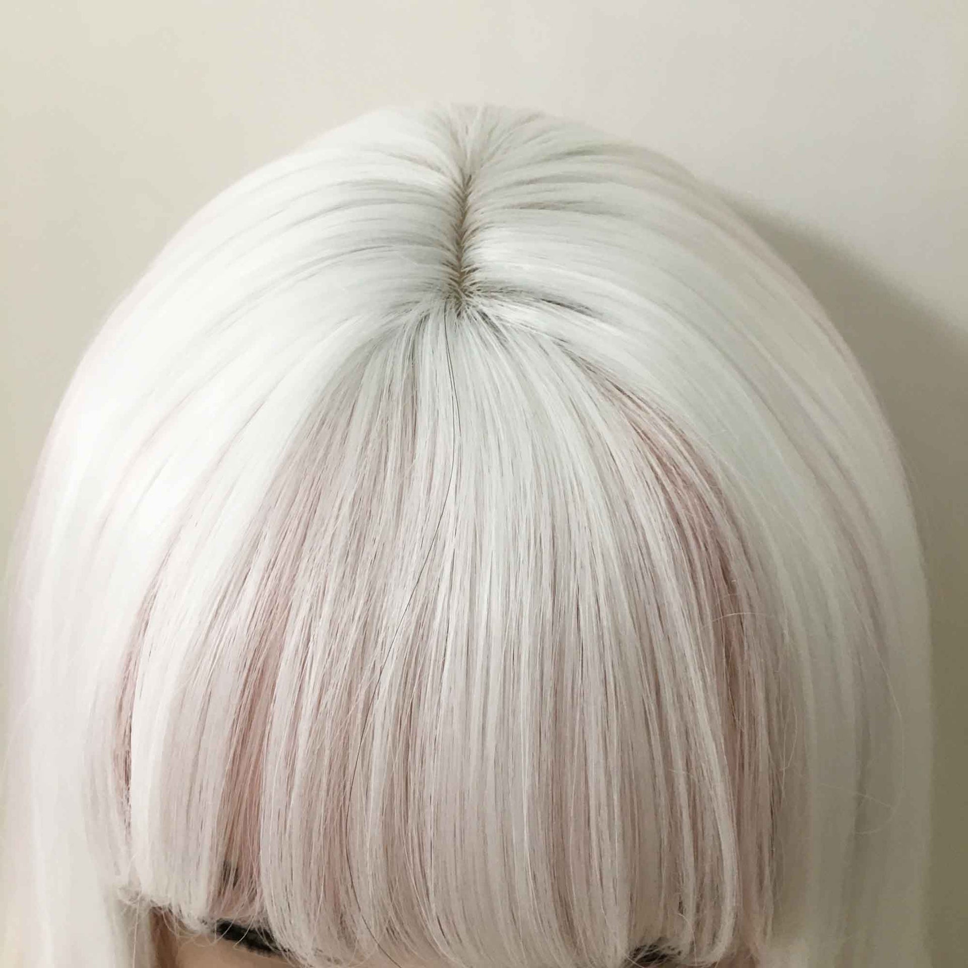 nevermindyrhead Women Snow White Pastel Rainbow Long Wavy Fringe Bangs Wig