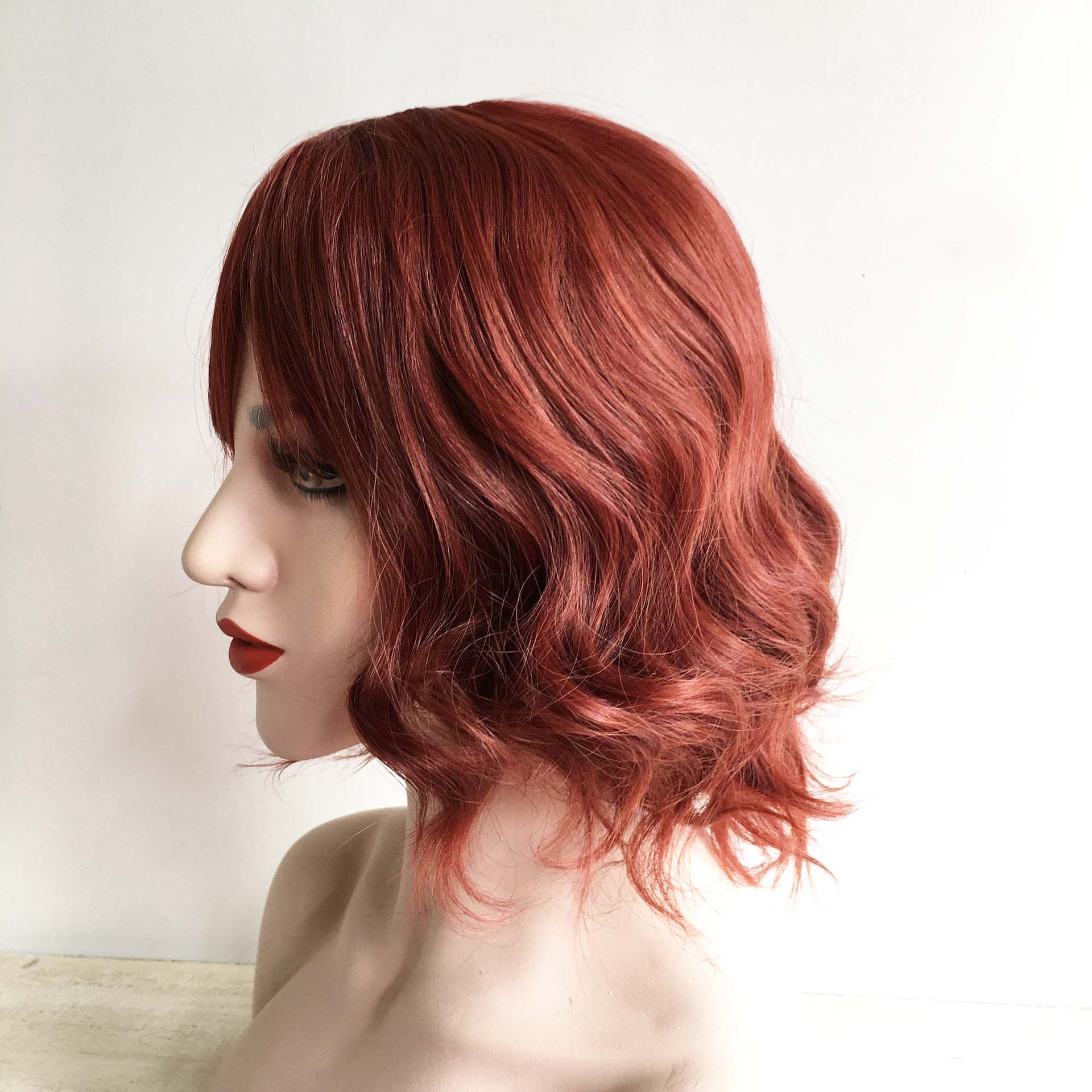 nevermindyrhead Women Very Dark Brown Blonde Highlight Curly Bob Short Fringe Bangs Short Hair Wig