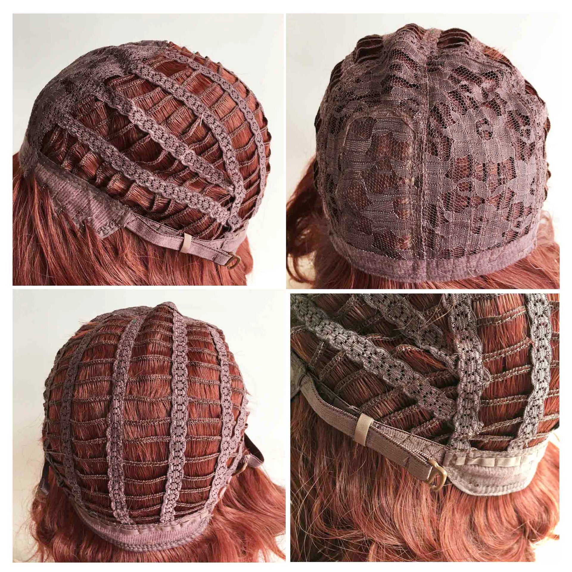 nevermindyrhead Women Very Dark Brown Blonde Highlight Curly Bob Short Fringe Bangs Short Hair Wig