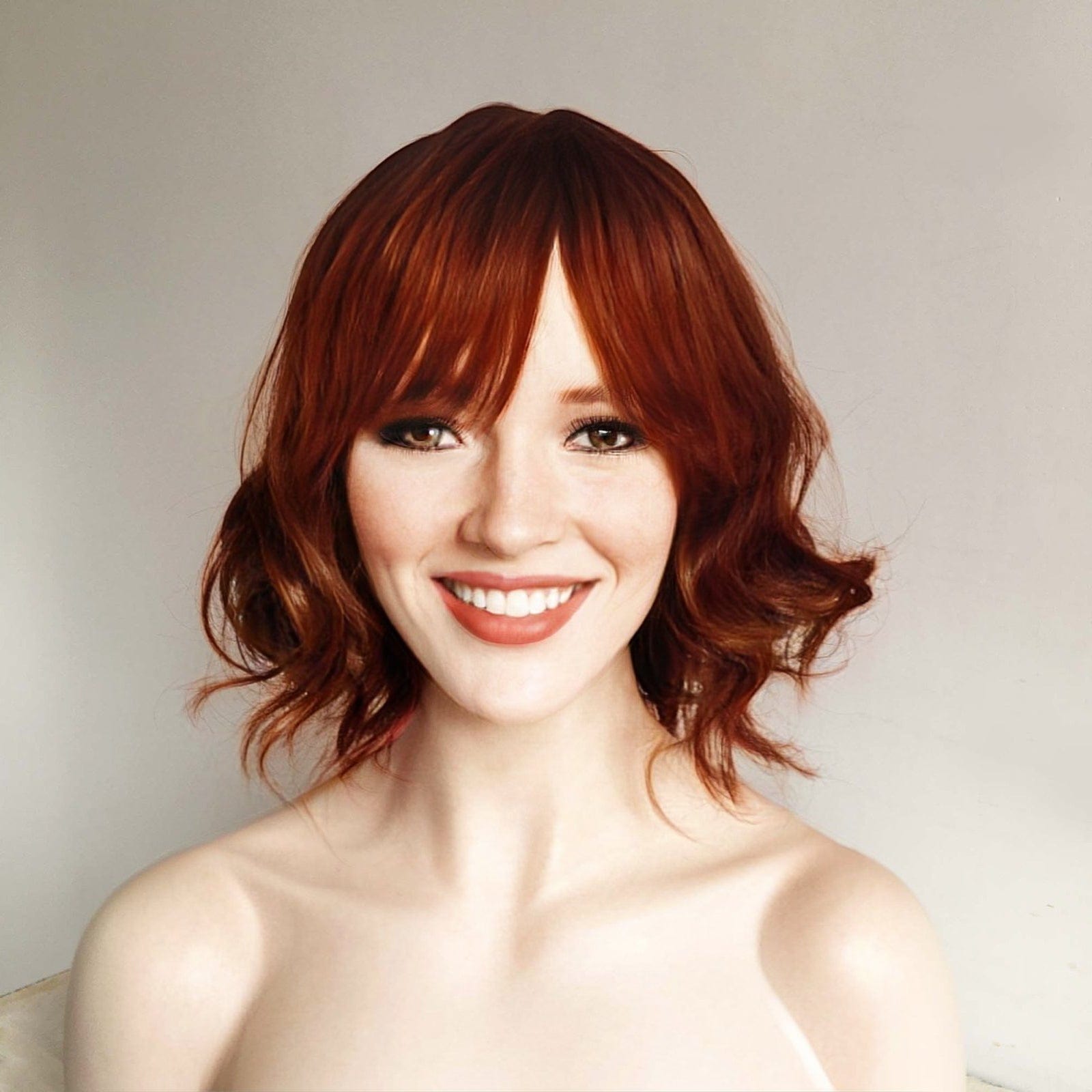 nevermindyrhead Women Very Dark Brown Blonde Highlight Curly Bob Short Fringe Bangs Short Hair Wig Dark Red