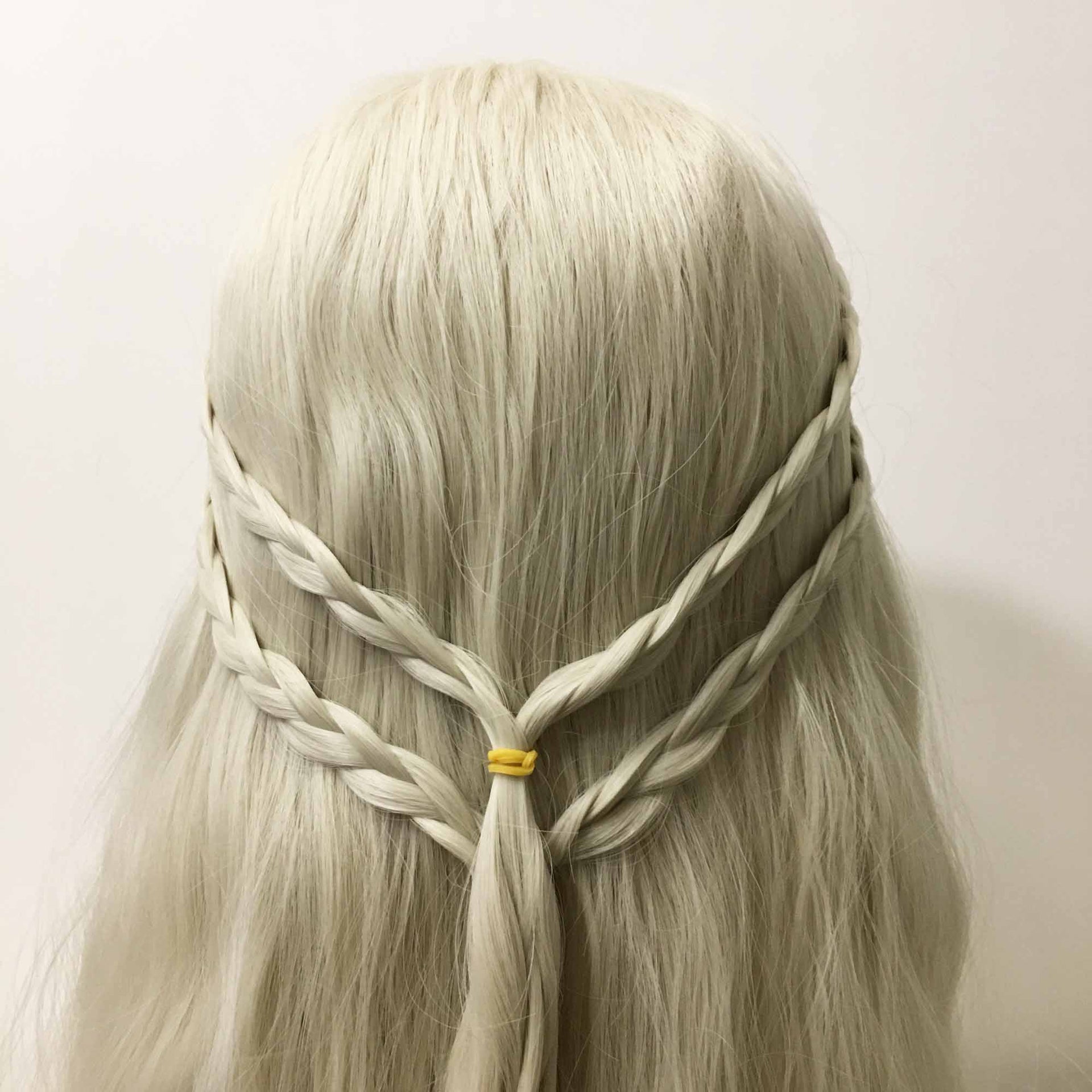 nevermindyrhead Women White Long Wavy Frizzy Princess Style Braided Side Part Cosplay Wig