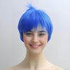 Women Short Blue Wig Pixie Boy Cut Straight Fringe Bangs For Cosplay