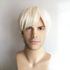 Men Platinum Blonde Cosplay Wig Short Straight With Classic Side-Swept Fringe Bangs For Costume Party