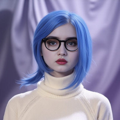 Blue Wig For Women Straight Short Bob Side Part For Cosplay Costume Party