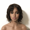 Black Human Hair Wig For Women Lace Front With Bangs Short Curly Natural Looking Glueless