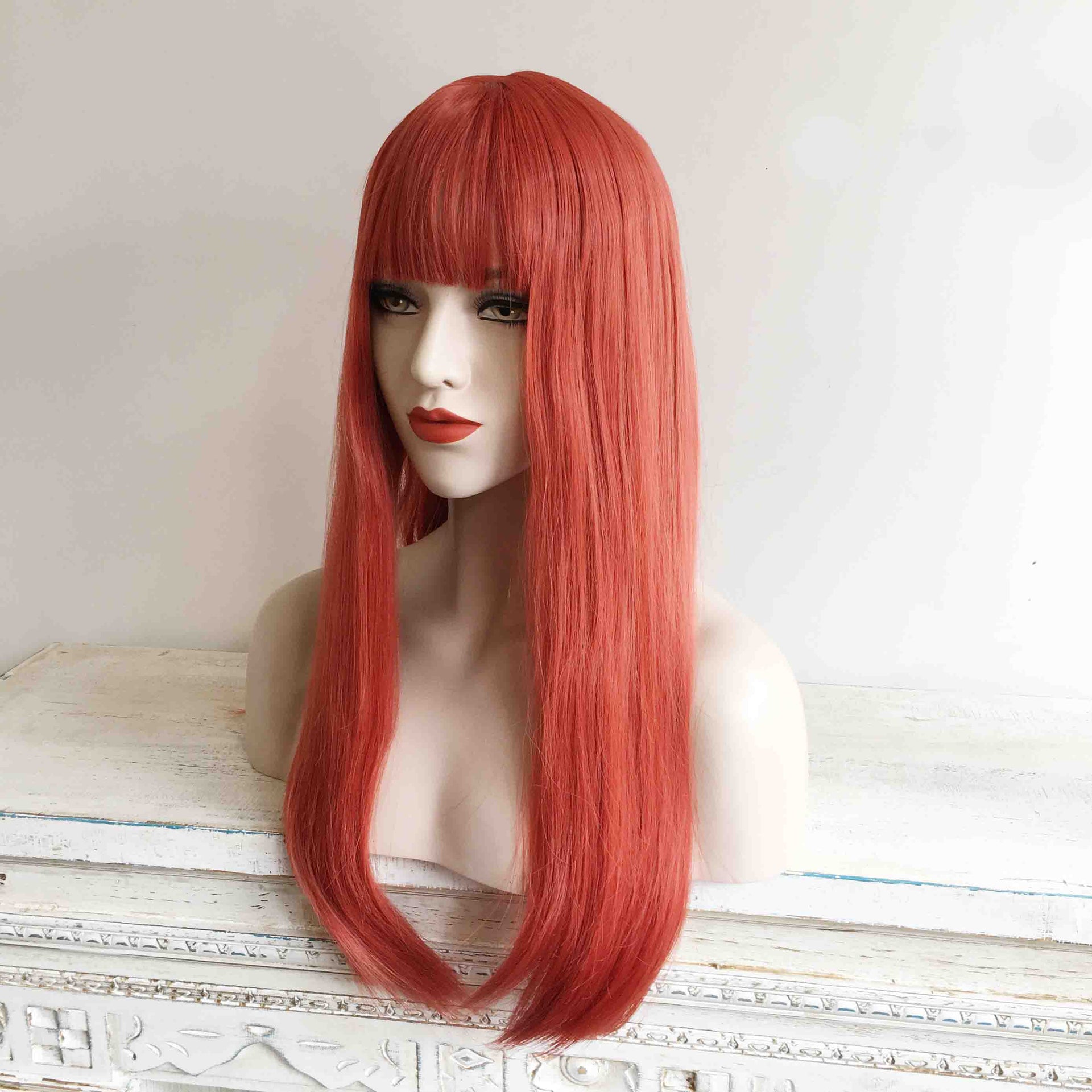 nevermindyrhead Blonde Ombre Long Straight Wig With Fringe Bangs Top Skin 4 Colours For Women 24 Inches