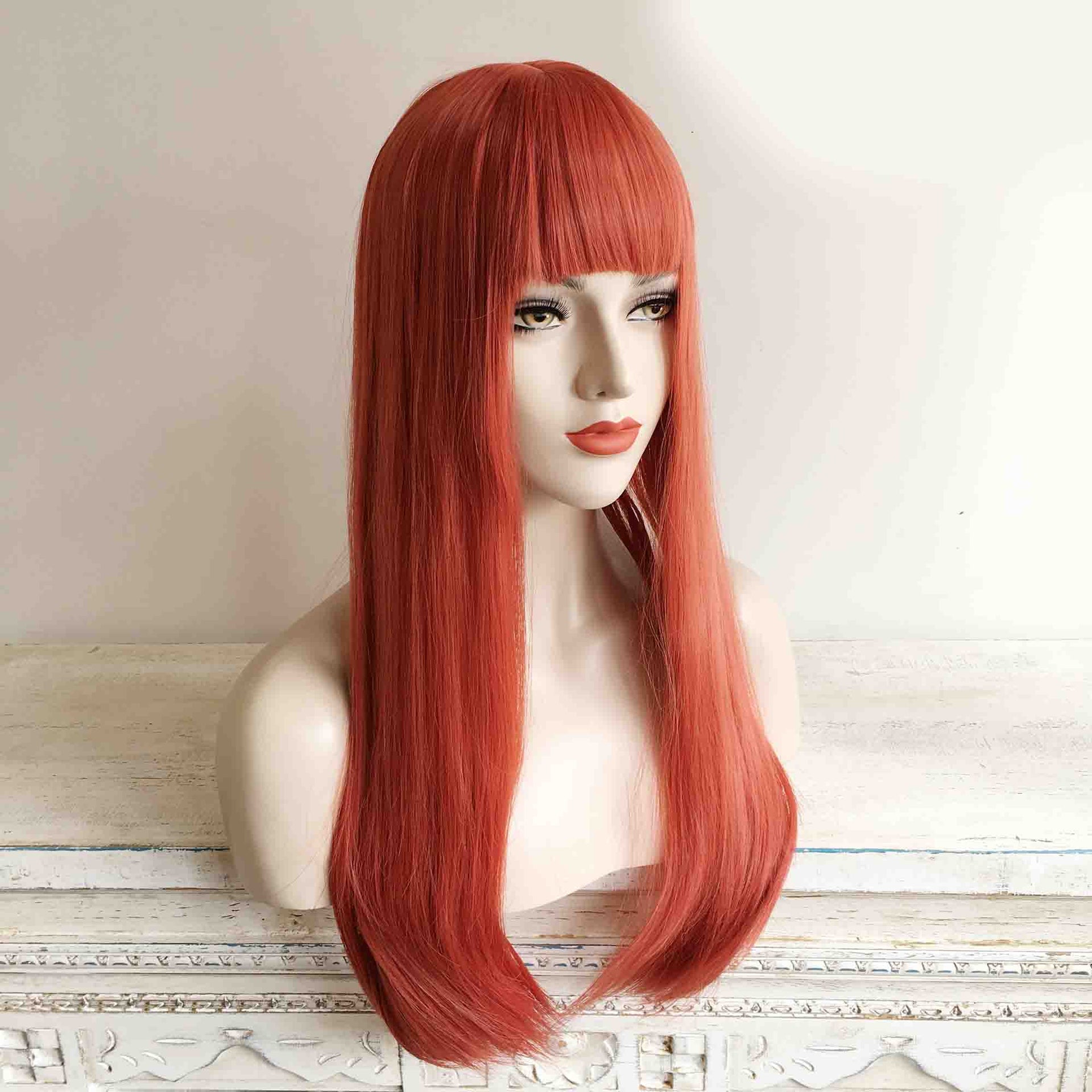 nevermindyrhead Blonde Ombre Long Straight Wig With Fringe Bangs Top Skin 4 Colours For Women 24 Inches