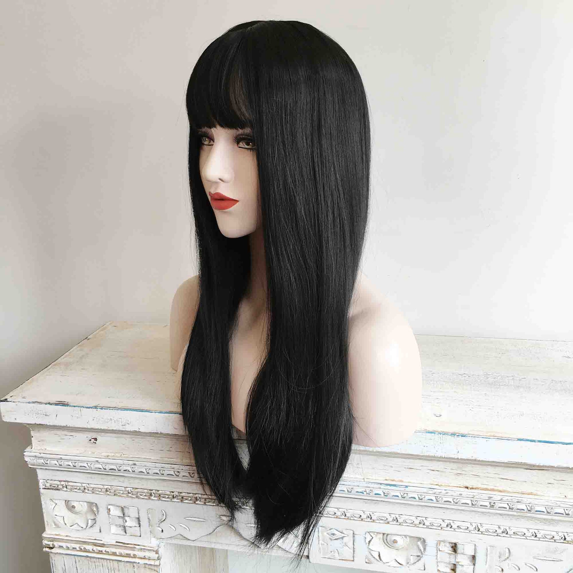 nevermindyrhead Blonde Ombre Long Straight Wig With Fringe Bangs Top Skin 4 Colours For Women 24 Inches