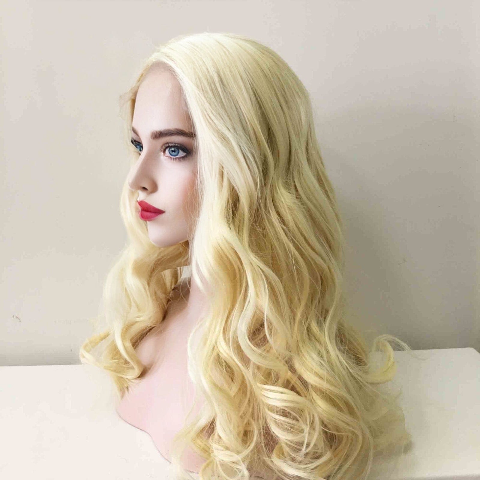 nevermindyrhead Blonde Wig 13x4 HD Frontal Lace Front Long Curly Side Part Glueless For Women