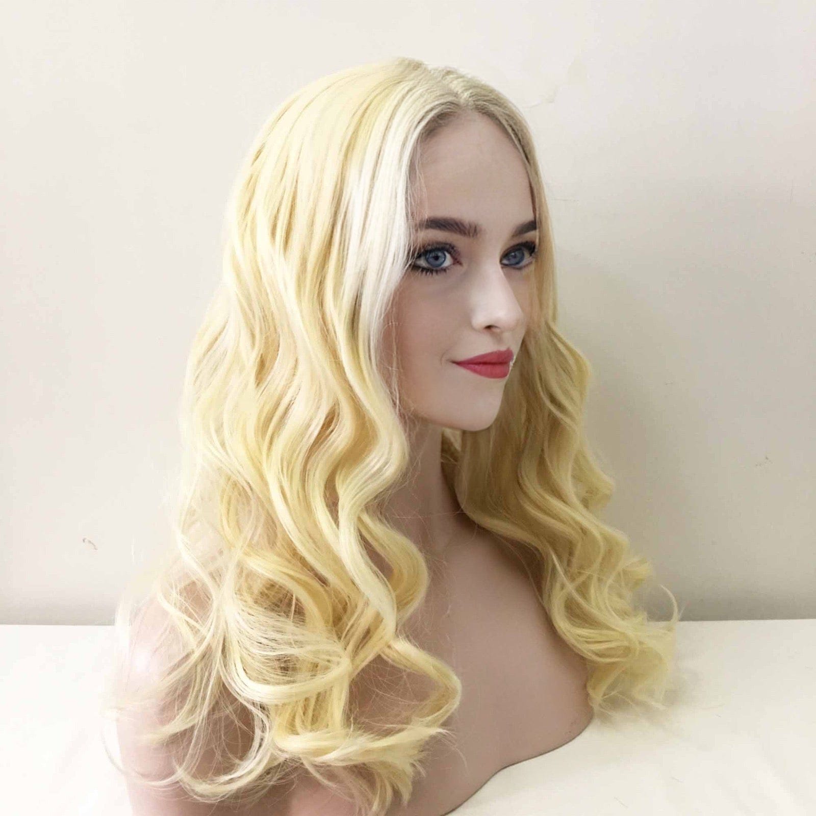 nevermindyrhead Blonde Wig 13x4 HD Frontal Lace Front Long Curly Side Part Glueless For Women