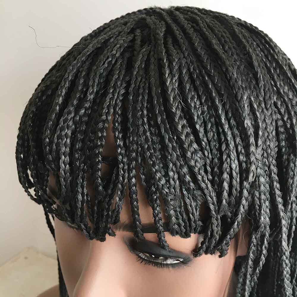 nevermindyrhead Braid Wig For Black Women African Bob Wig With Bangs Cleopatra Style Glueless