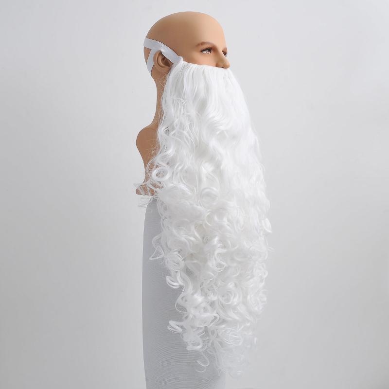nevermindyrhead Christmas Santa Claus Snow White Hair Wig And Extra Long Beard Set For Party