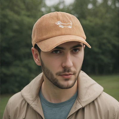 Dachshund Embroidered Baseball Cap Dog Lover Corduroy Dad Hat Adjustable