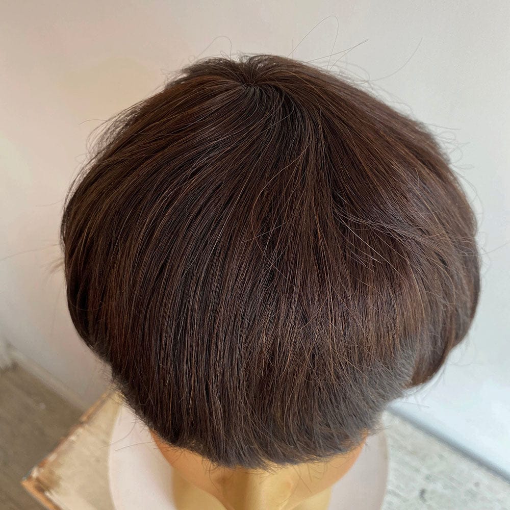 nevermindyrhead Dark Brown Human Hair Kids Wig Short Hair Bangs For Boy Children Chemo Cosplay