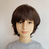 Dark Brown Human Hair Kids Wig Short Hair Bangs For Boy Children Chemo Cosplay
