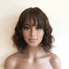 Dark Brown Human Hair Wig For Women Fringe Bangs Short Bob Curly Hair