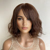Dark Brown Human Hair Wig For Women Long Bangs Short Bob Curly Hair