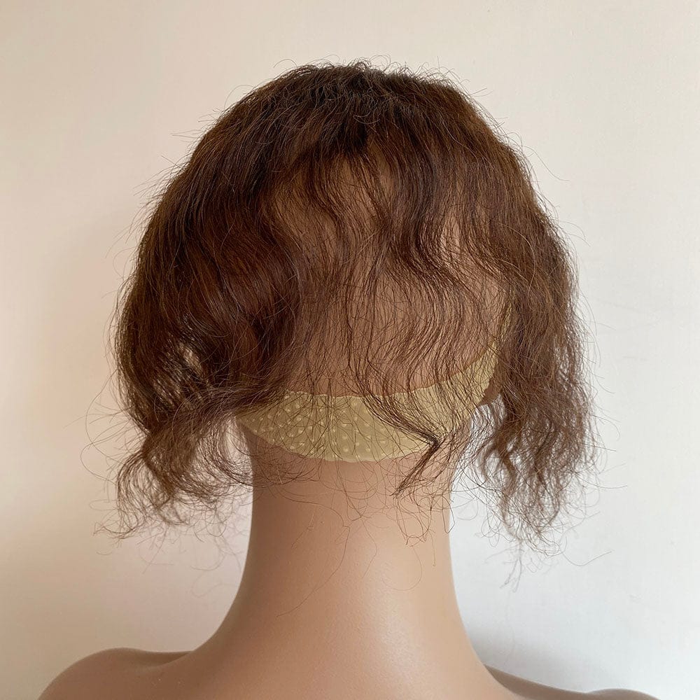 nevermindyrhead Dark Brown Women Human Curly Real Hair Topper Middle Part Clip-In Wiglet Mesh Base